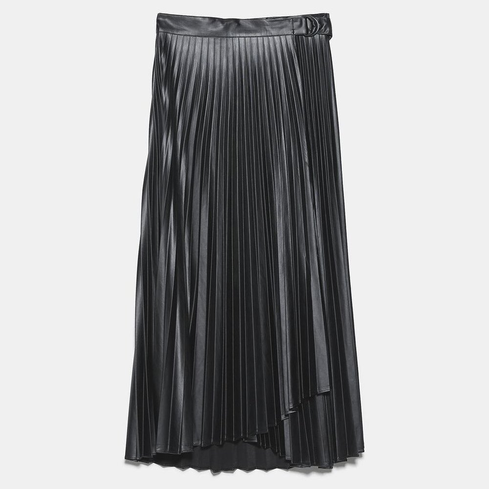 Zara Faux Leather Pleated Skirt
